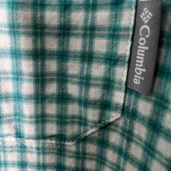 Columbia Men's Green White Checkered Short Sleeve Button Down Shirt Size XL - Picture 4 of 4